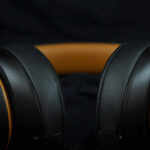 Black and orange wireless headset